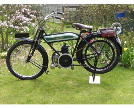 A 1914 Alldays Matchless 269cc Villiers two stroke, Pioneer certificate No 1415, green and black. This Pioneer run eligible m