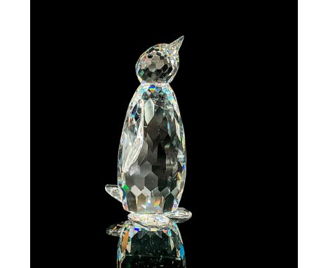Sleek clear diamond cut crystal. Swarovski backstamp. This item has its original box. Box measures: 6.25"H x 3.25"W. Dimensio