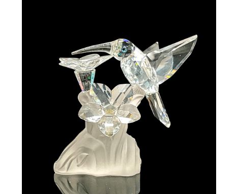Clear crystal bird and flowers on opaque crystal branch. Swarovski backstamp. This item has its original box. Box measures: 6