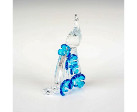 Lead crystal SCS piece made of clear crystal embellished with blue crystal flowers. Swarovski etched backstamp. This item has