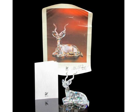 From the SCS Inspiration Africa collection. Faceted crystal figurine modeled as the kudu deer with twisted frosted antlers an