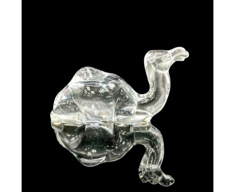 A clear figure of a camel resting. Baccarat marked. This item has its original box: 8.25"L x 5.5"W x 3"H. Dimensions: 6.75"L 