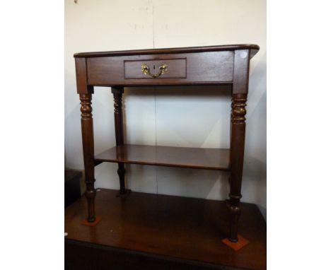 A Victorian mahogany wash stand, with turned legs and shelf stretcher 88 cm W x 91.5 cm H 