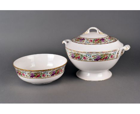 A large Spode Tuscana dinner service, in the 'Provence' pattern, comprising vegetable dishes, tureens, three graduated meat p