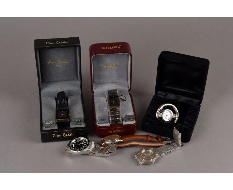 A group of seven vintage and modern wristwatches, including Strand example, a Gruen in box, a Pierre Cardin in box, a ladies 