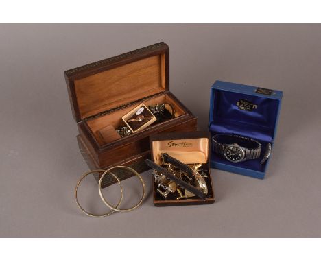 A collection of watches and costume jewellery, including a nice vintage Oris, other watches, several pairs of cufflinks, a pa