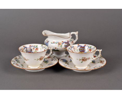 A Royal Worcester Pekin pattern part tea set, date marks for 1926, comprising nine cups, 12 saucers, ten side plates, a sandw