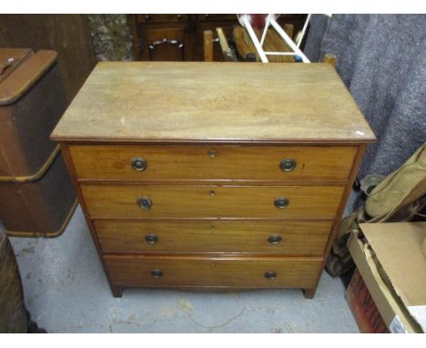 A 19th century mahogany chest with four graduated long drawers, on bracket feetLocation: G 