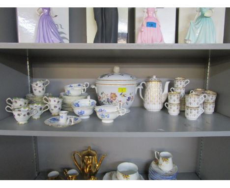 Mixed china to include a Wedgwood Devon Rose pattern ice pail and cover, a Spode Fleur de lys coffee set, a George Jones set 