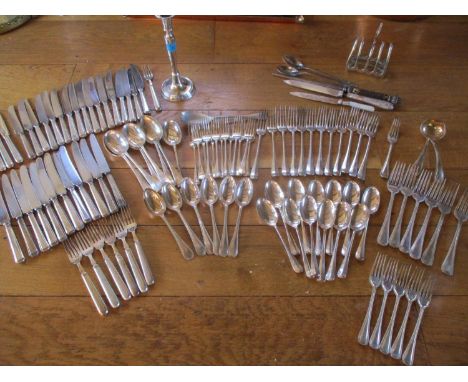 Matched and mixed silver-plated cutlery and flatware to include Walker and Hall, together with mixed silver plate, white meta