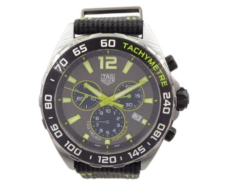 Tag Heuer Formula 1 gentleman's stainless steel quartz wristwatch, Ref. CAZ101AG, on original fabric strap with buckle, boxed