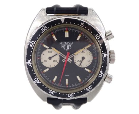 Heuer Autavia gentleman's stainless steel manual wind chronograph wristwatch, circa 1970's, 17 jewel movement, Ref. 73363, Ca