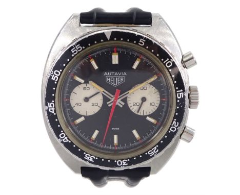 Heuer Autavia gentleman's stainless steel manual wind chronograph wristwatch, circa 1970's, 17 jewel movement, Ref. 73363, Ca