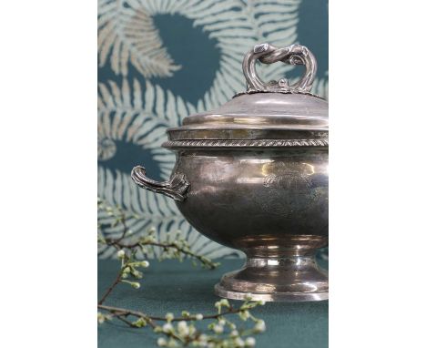 A George III and later silver soup tureen, with cancelled marks and LAO no. 9587the cover set with an acanthus-cast handle, a