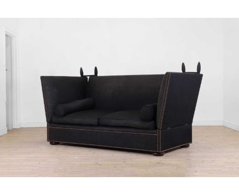 A 'Tiplady' Knole sofa by George Smith, of recent manufacture, upholstered in charcoal wool and cotton twill, raised on squat
