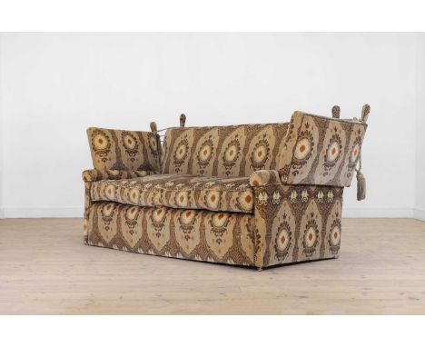 A two-seater Knole sofa, early 20th century, upholstered in Lewis &amp; Wood 'Nikita Pelt',185cm wide89cm deep98cm highCondit