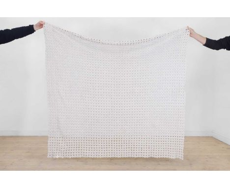 A cotton needlework bedcover, mid-20th century, consisting of repeated circular discs,170 x 170cmProvenance: The Hildegard He