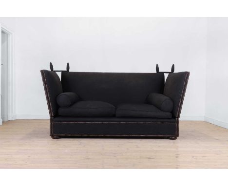 A 'Tiplady' Knole sofa by George Smith, of recent manufacture, upholstered in charcoal wool and cotton twill, raised on squat