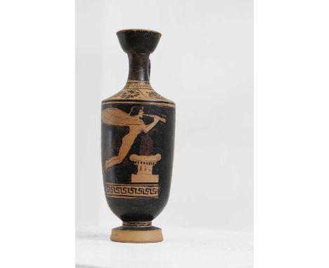 An Attic red-figure lekythos, c.5th century BC, Greek, attributed to the Bowdoin Painter (c.475-425 BC), decorated with Eros 