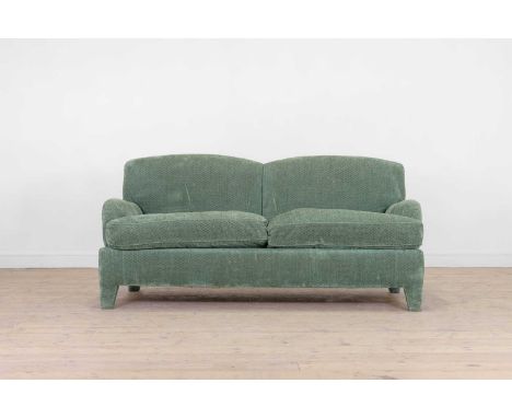 A Kingcome 'Salisbury' two-seater settee, of recent manufacture, upholstered throughout in green textured fabric, with loose 