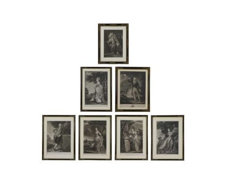 A set of seven portrait mezzotint engravings, late 18th century, to include:'Sir Harbord Harbord, Bart', by John Raphael Smit