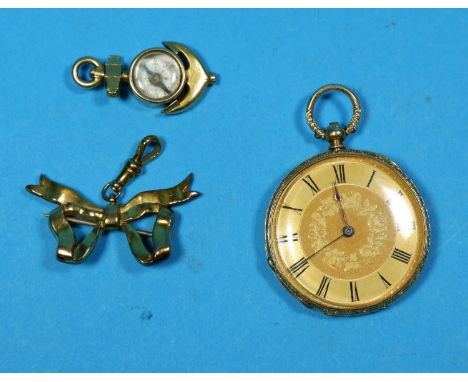 A mid 19th century ladies dress watch in engraved yellow metal case (tests as 10 ct +), by Klaftenberger, Watchmaker to the Q