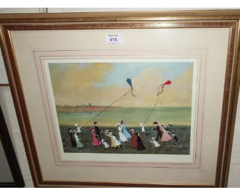 After Helen Bradley:  "one Windy Day we went to Lytham", limited edition print with FA blind stamp, unsigned, not numbered, w