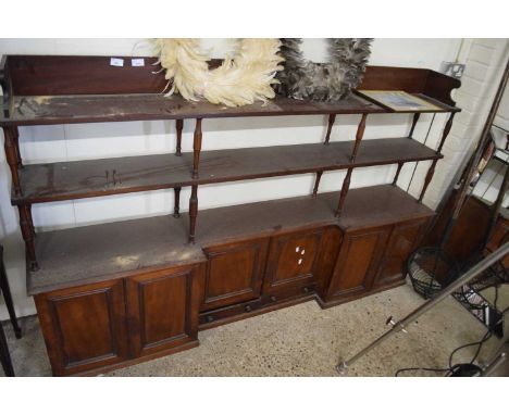 19th century mahogany combination shelf unit with drawer and cupboard base