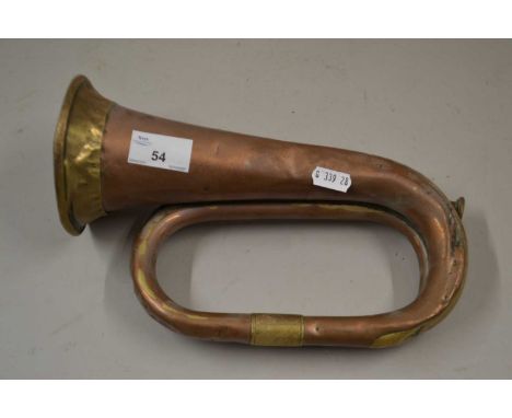 Vintage copper and brass mounted bugle