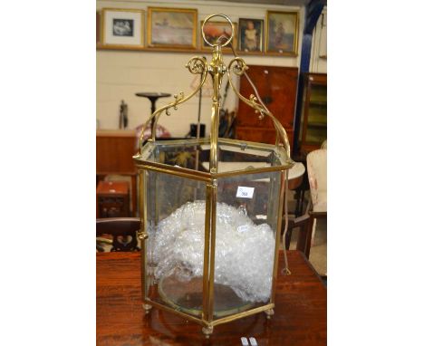 Modern brass mounted three-light lantern