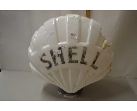 A large vintage glass Shell advertising sign (a/f)