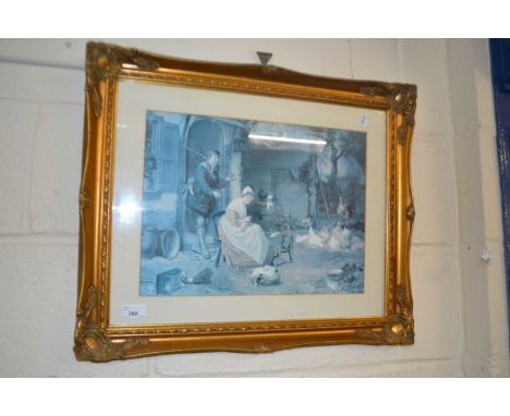Gilt framed print of a courtyard scene