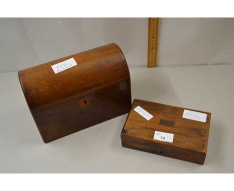 Dome top tea caddy together with a further small wooden case (2)