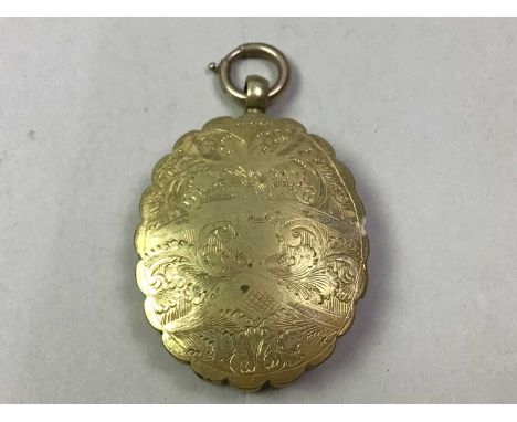 VICTORIAN OVAL LOCKET, ALONG WITH A BANGLE AND OTHER JEWELLERY including a pair of gold mounted studs, charms and a lady's co