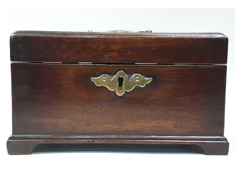 GEORGE III MAHOGANY TEA CADDY, ALONG WITH A SECESSIONIST WALL CLOCK the caddy of rectangular formthe clock 33cm high Qty: 2