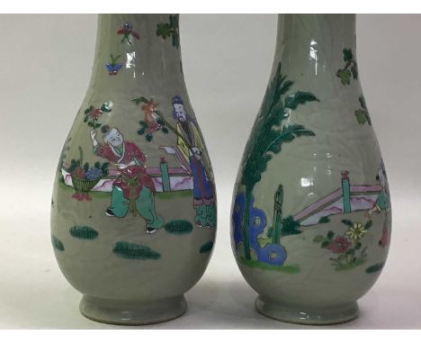 GROUP OF CHINESE AND OTHER CERAMICS including a pair of baluster vases, glazed pottery figures and a blue and white ginger ja