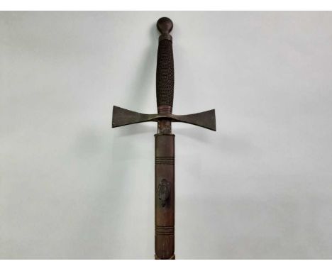 WALL SWORD, 20TH CENTURY  in a red scabbard91cm high