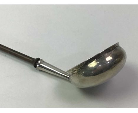 GEORGIAN SILVER TODDY LADLE ALONG WITH FURTHER SMALL SILVER OBJECTS AND PLATED WARE  including a mustard dish, jug, tray, nap