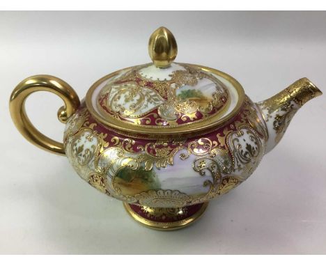 NORITAKE PART TEA SERVICE ALONG WITH FURTHER NORITAKE  the service with floral and gilt decoration   Red and gold Noritake in