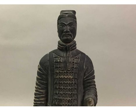 GROUP OF CERAMICS including various ceramic Chinese figures, as well as a blue and white meat platetallest 39cm high