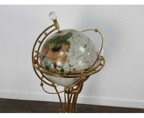 MODERNIST ELECTRIC GLOBE on splayed supports, above a circular base96cm high