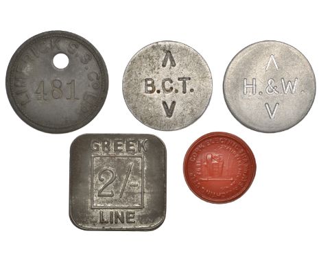 Miscellaneous Tokens and Checks, Co ANTRIM, Belfast, B[elfast] C[orporation] T[ransport], Harland & Wolff, aluminium (2), 29 
