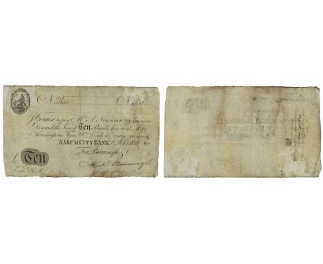 Paper Money, Salisbury, Sarum City Bank, Ten Pounds, 1 February 1810, no. 332, for Burrough & Co, signed by Michael Burrough,