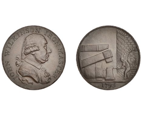 18th Century Tokens, SHROPSHIRE, Willey and Snedshill, John Wilkinson, Halfpenny, 1793, bust right, rev. man at forge, edge w