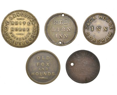 Miscellaneous Tokens and Checks, Colerne, Old Fox and Hounds, J.W., brass, 24mm (Whitmore p.329; Greenaway 1177); Corsham, Me