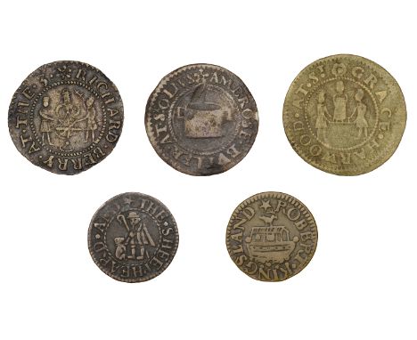 Southwark, St Saviour’s Dock, Richard Berry, Halfpenny, 1666, 0.87g/6h (E 879; N 5067; BW. 367), Grace Harwood, Halfpenny, 16