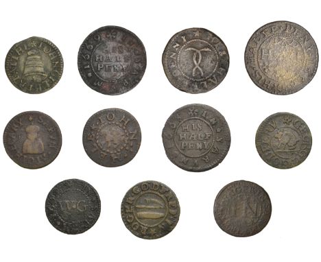 17th Century Tokens, Salisbury, G[iles] F[reeman], Halfpenny, 1667, 1.61g/12h (N 5550; BW. 175); Edward Fripp, Halfpence (2),