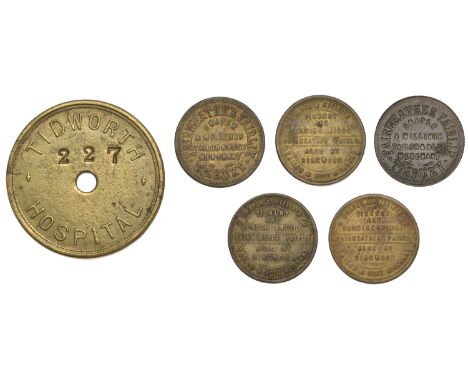 Miscellaneous Tokens and Checks, Tidworth, Tidworth Hospital, uniface brass, stamped 227, 41mm; Tisbury, Fairweather Fairlie,