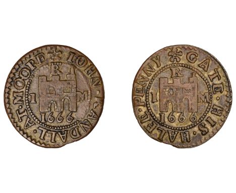 London (City), Moorgate, John Randall, Halfpenny, 1666, 1.70g/12h (N 7366; BW. 1970). Good fine, light brown patina £100-£150