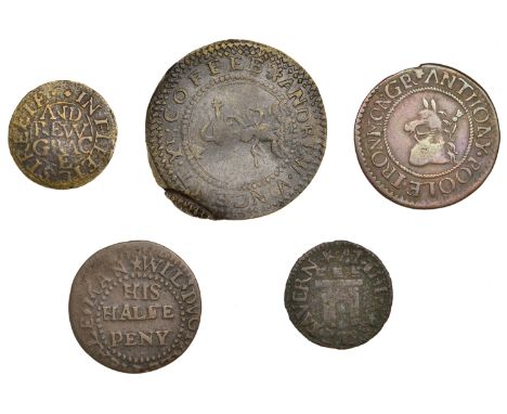 London (City), Fleet Lane, Wil Dugdale, Halfpenny, 1663, 1.72g/6h (N 6947; BW. 1057); Fleet Street, D.S.G. at the castle tave
